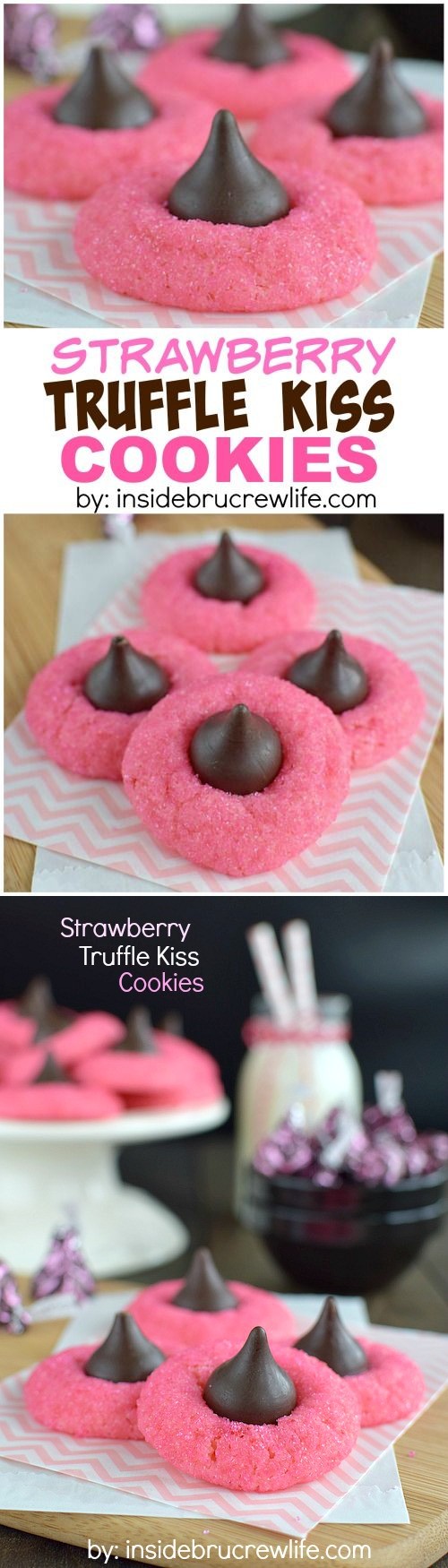 Strawberry Truffle Kiss Cookies