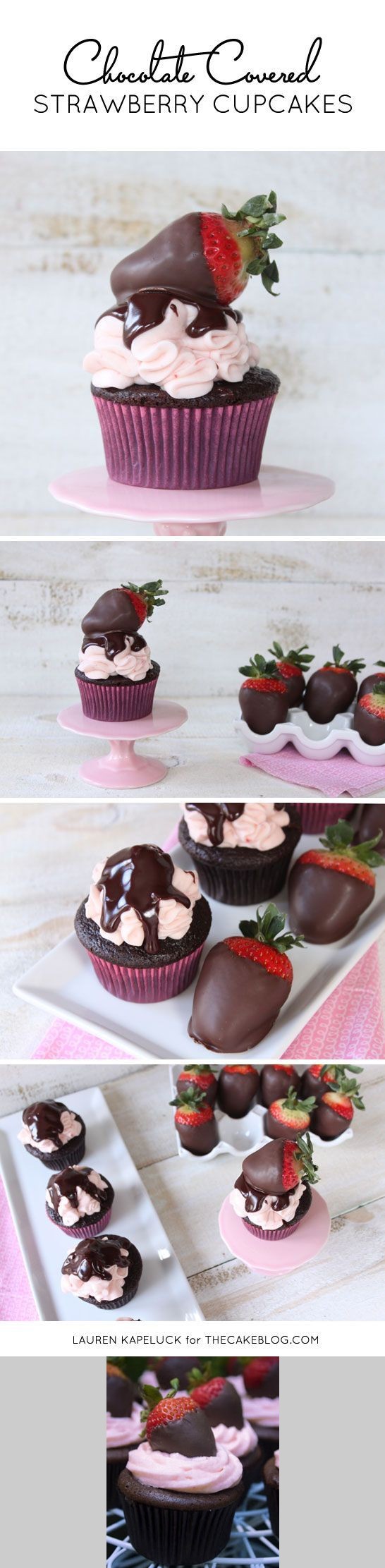 Temptatious Strawberry Cupcakes Covered With Chocolate