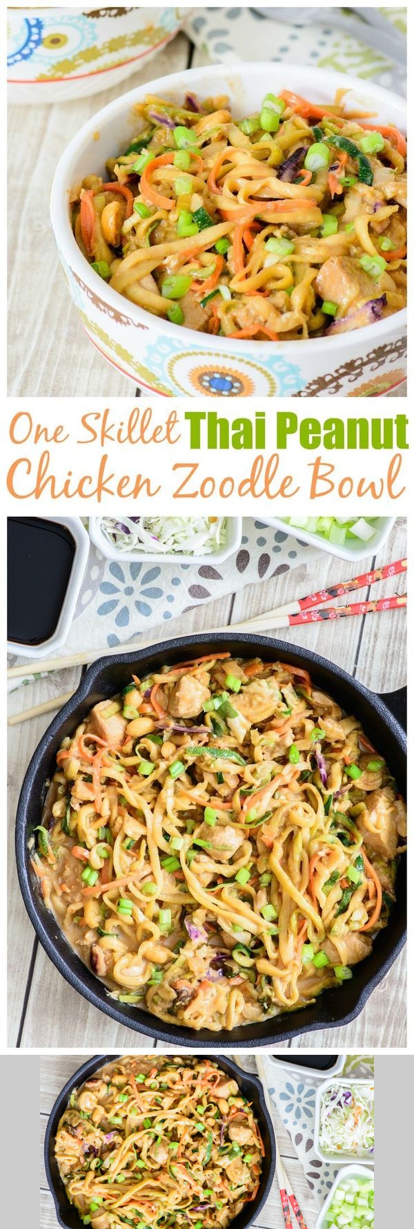 Thai Peanut Chicken Zoodle Bowl