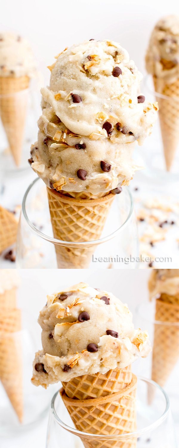 Toasted Coconut Chocolate Chip Nice Cream (Vegan, Dairy Free, Gluten Free