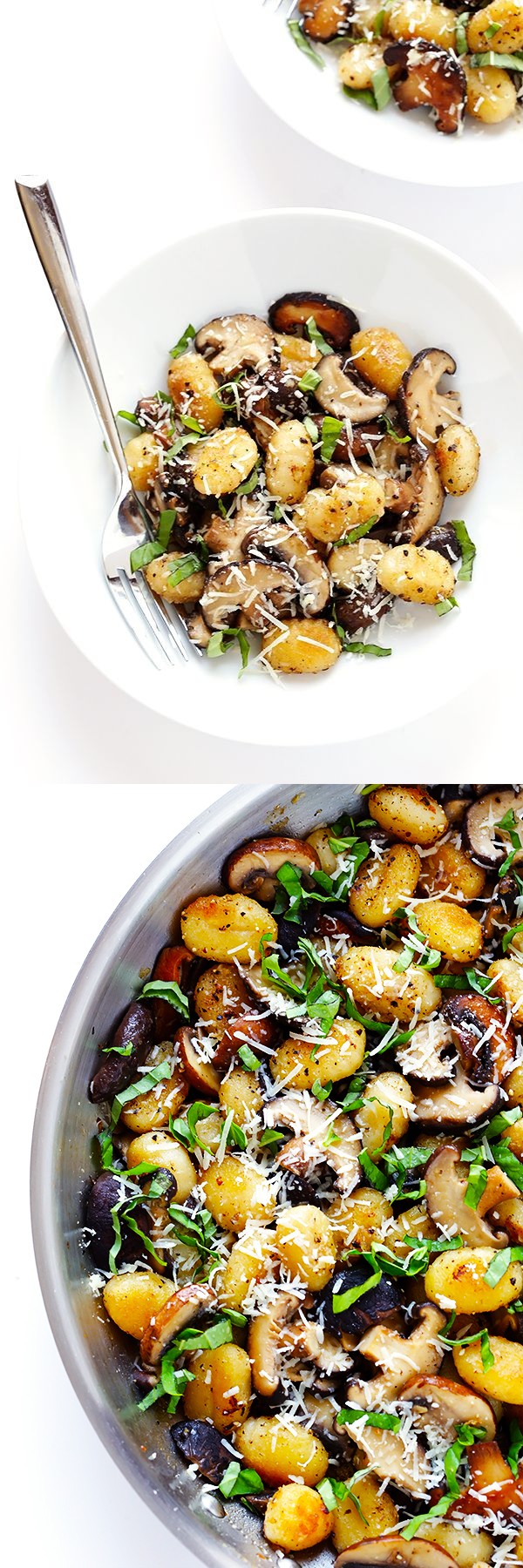 Toasted Gnocchi with Mushrooms, Basil and Parmesan