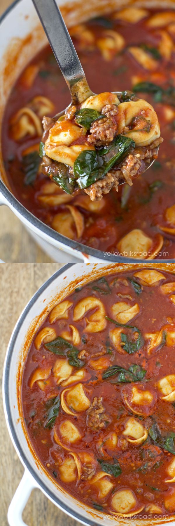 Tortellini Tomato Soup with Italian Sausage & Spinach