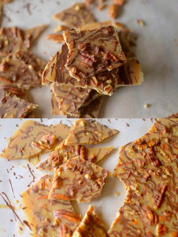 Turtle Pecan Candy Bark (Paleo + Vegan