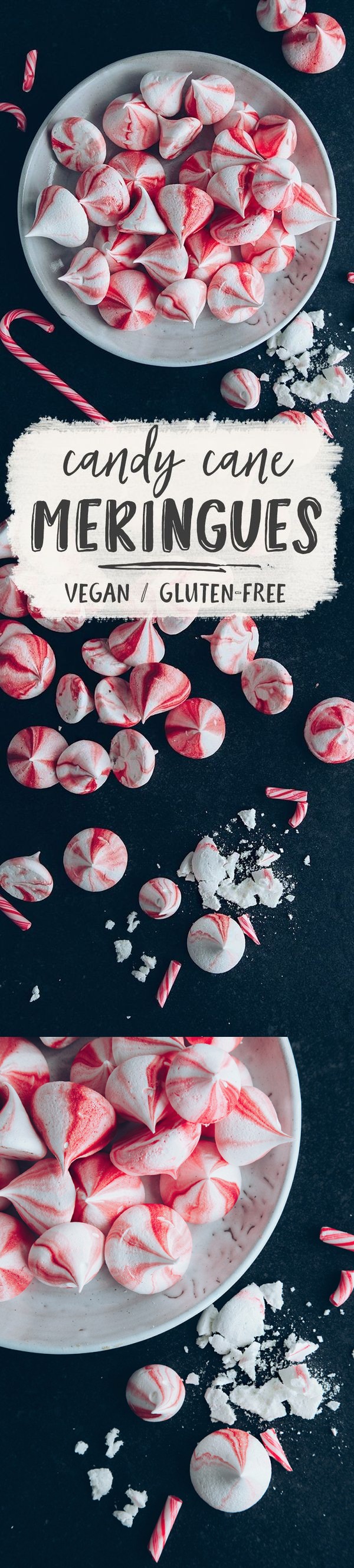 Vegan Candy Cane Meringue Kisses