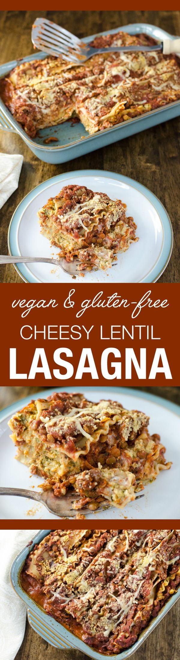 Vegan Cheesy Lentil Lasagna (gluten-free