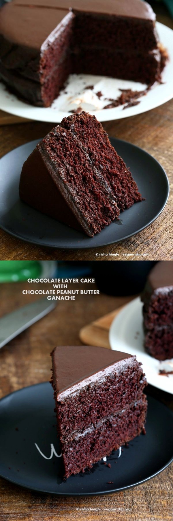 Vegan Chocolate Cake with Chocolate Peanut Butter Ganache