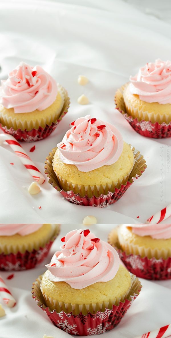 White Chocolate Cupcakes with Peppermint Buttercream