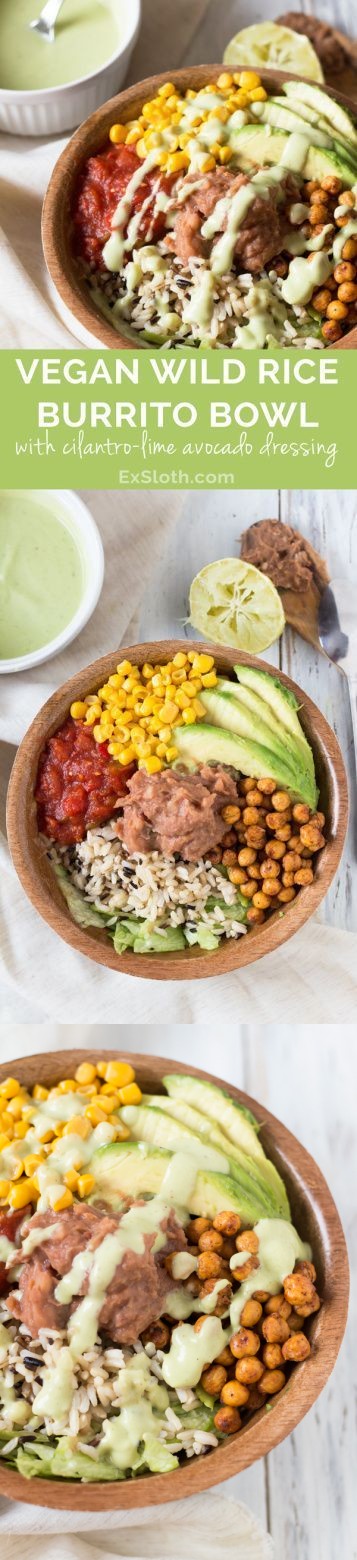 Wild Rice Burrito Bowl with Cilantro-Lime Avocado Dressing