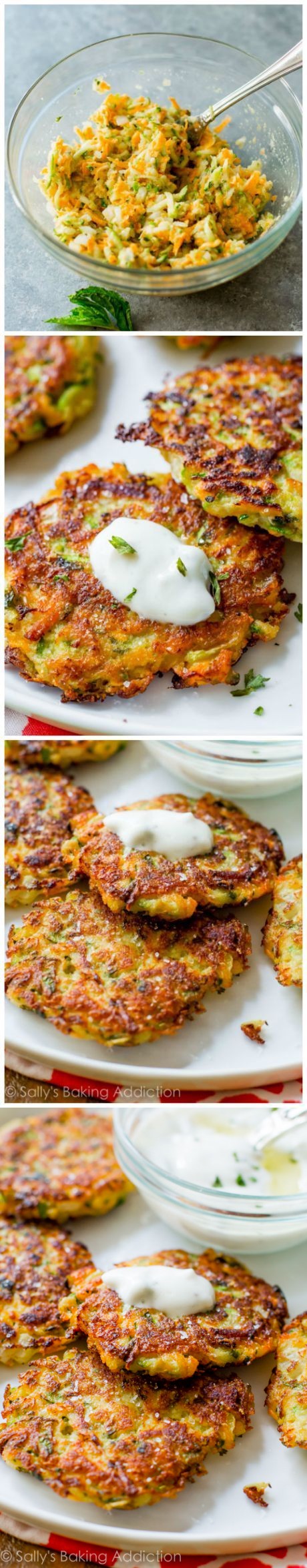 Zucchini Fritters with Garlic Herb Yogurt Sauce