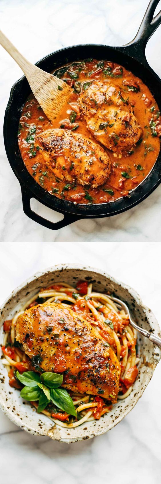 Garlic Basil Chicken with Tomato Butter Sauce