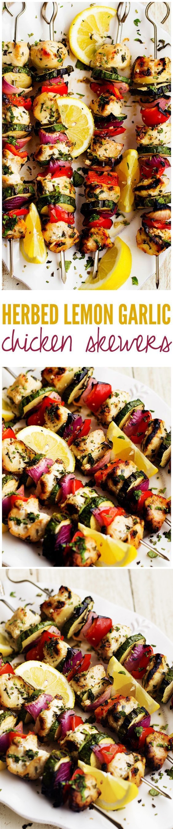 Herbed Lemon Garlic Chicken Skewers