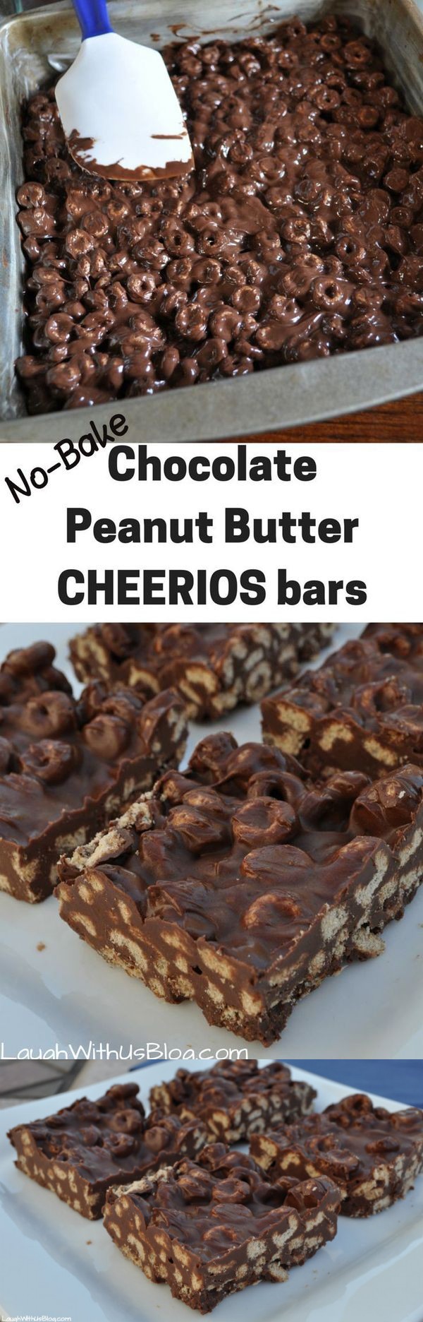 No-bake Chocolate Peanut Butter Cheerio Bars