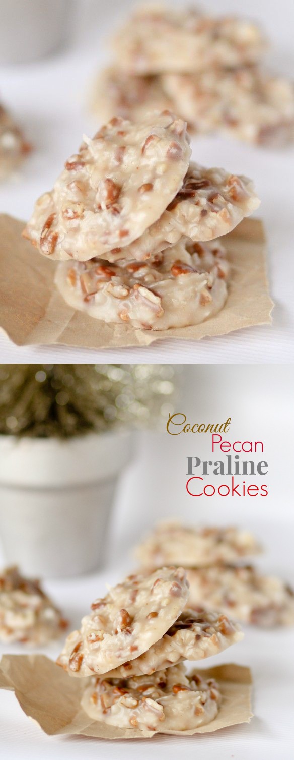 No Bake Coconut Pecan Praline Cookies