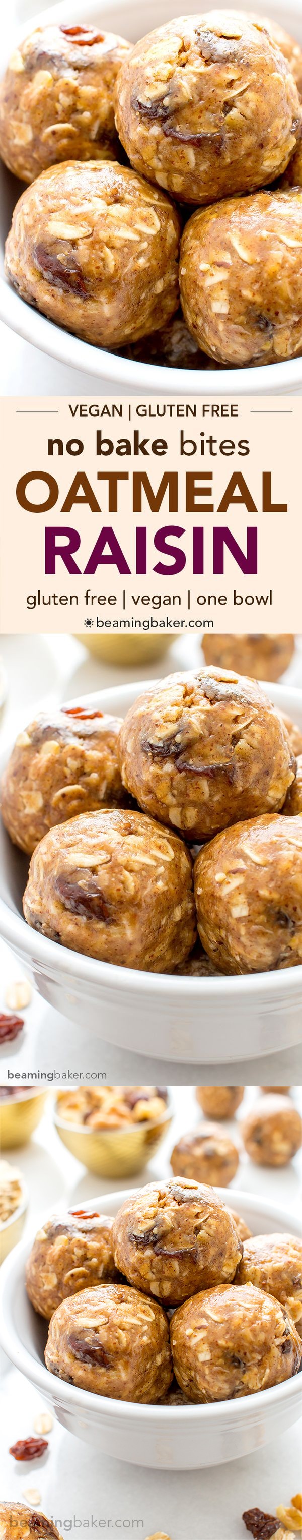 No Bake Oatmeal Raisin Bites (Vegan, Gluten Free