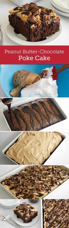 Peanut Butter-Chocolate Poke Cake