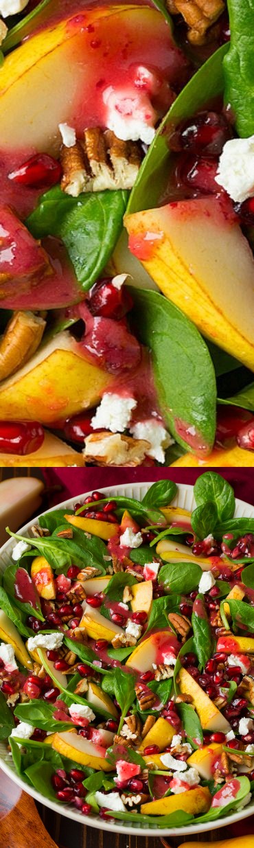 Pear Spinach Salad with Cranberry Orange Vinaigrette