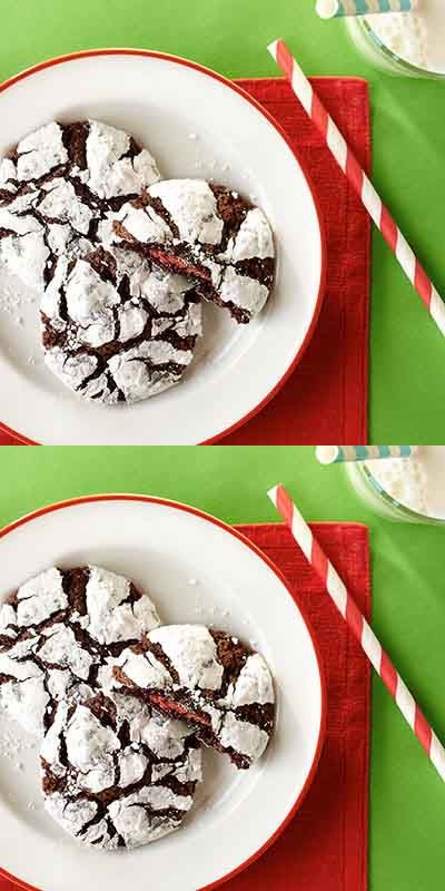 Peppermint Chocolate Crinkle Cookies