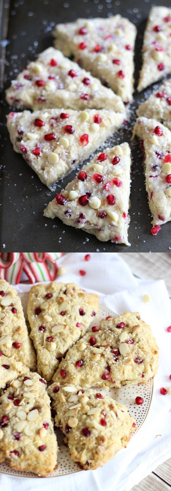 Pomegranate White Chocolate Almond Scones