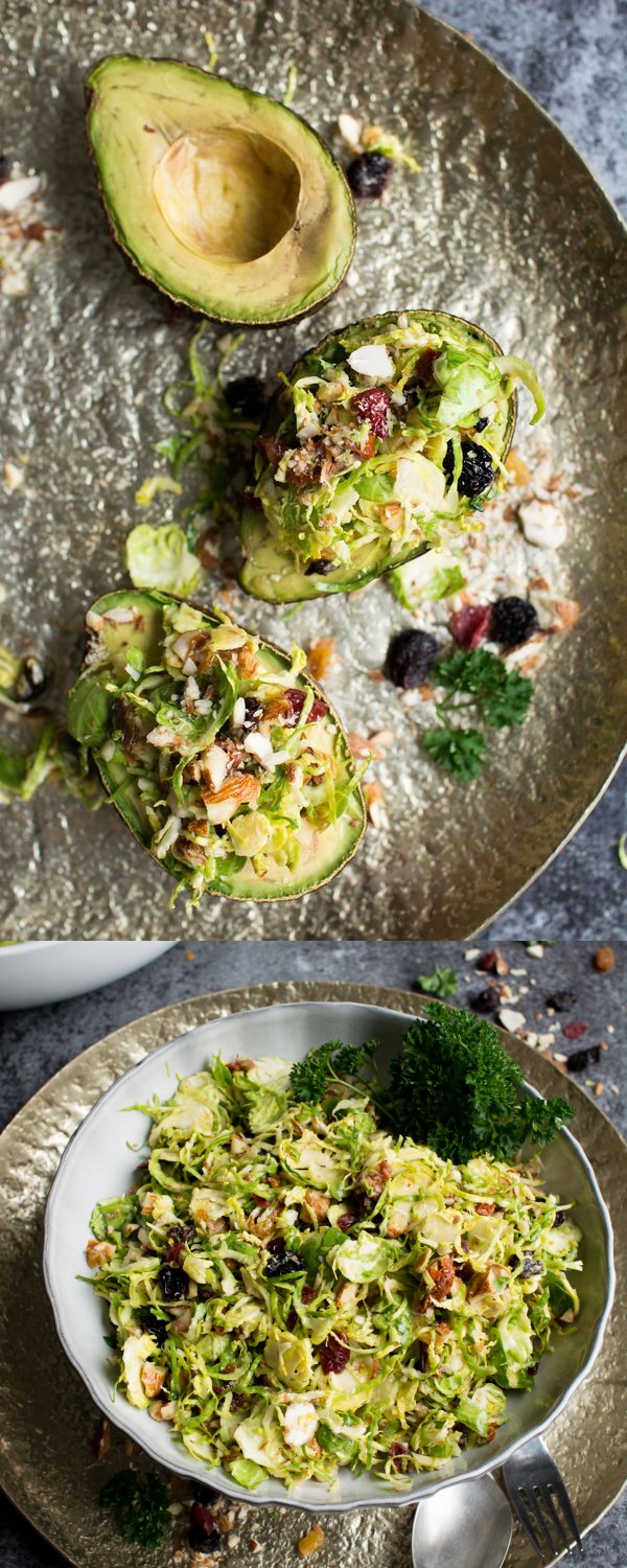 Raw Brussels Sprouts Salad with Dried Fruit