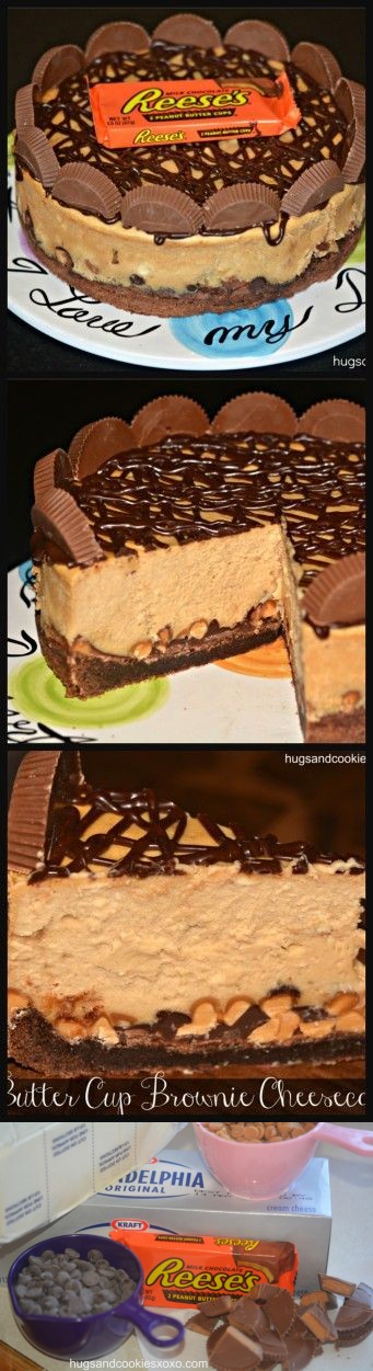 Reese’s Peanut Butter Cup Cheesecake On A Brownie Crust