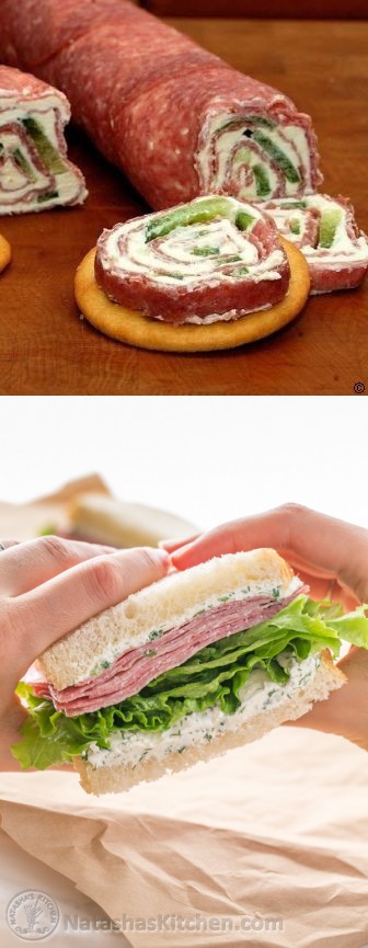 Salami Cream Cheese Sandwich