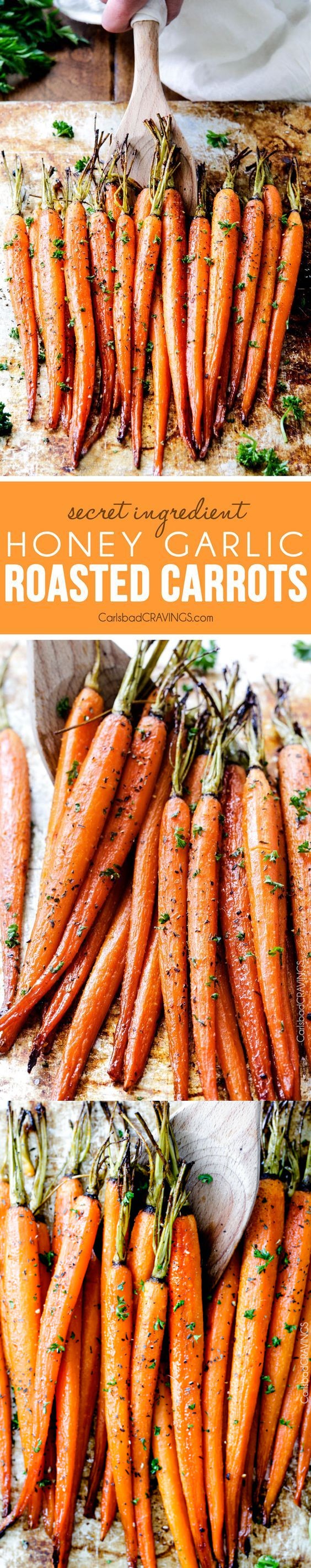 Secret Ingredient Honey Garlic Roasted Carrots