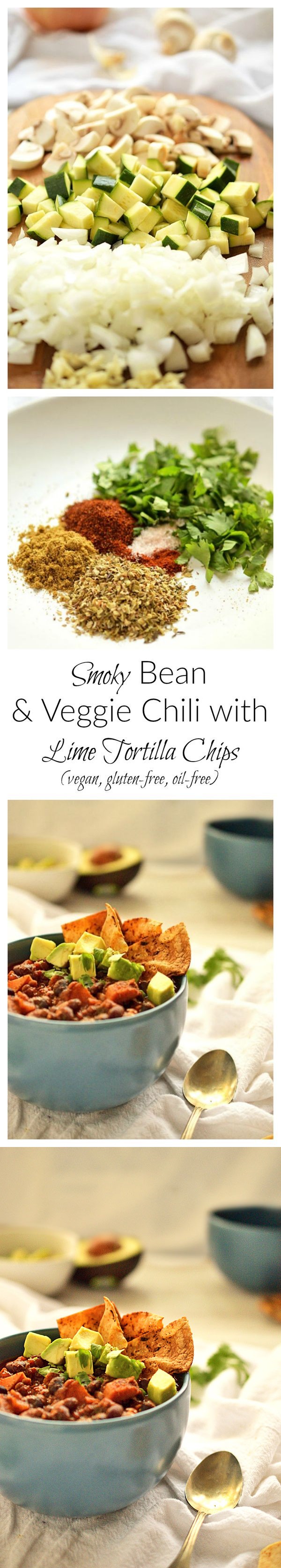 Smoky Bean and Veggie Chili with Lime Tortilla Chips