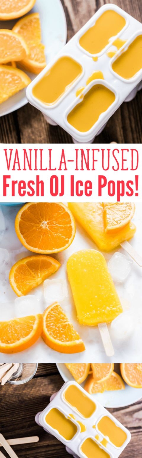 Vanilla-Infused Fresh Orange Juice Popsicles