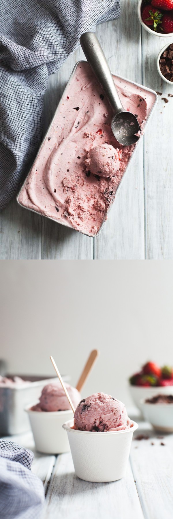 Vegan Strawberry Coconut Chocolate Chip Ice Cream