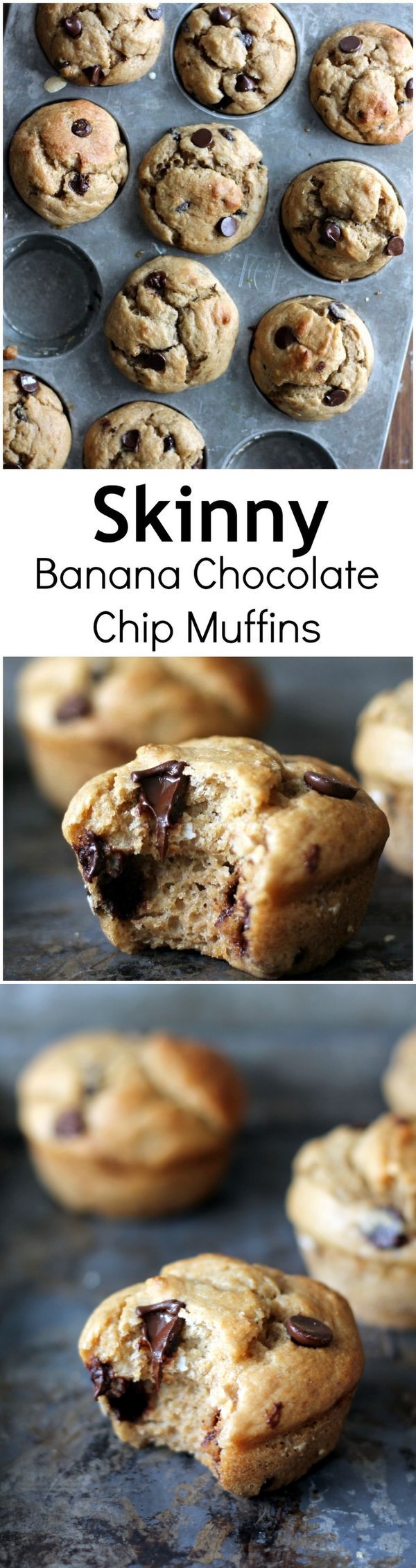 30 minute Skinny Banana Chocolate Chip Muffins