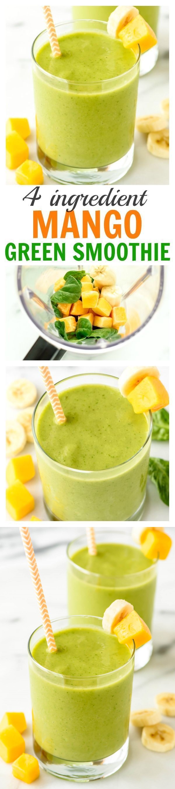 4 Ingredient Mango Green Smoothie