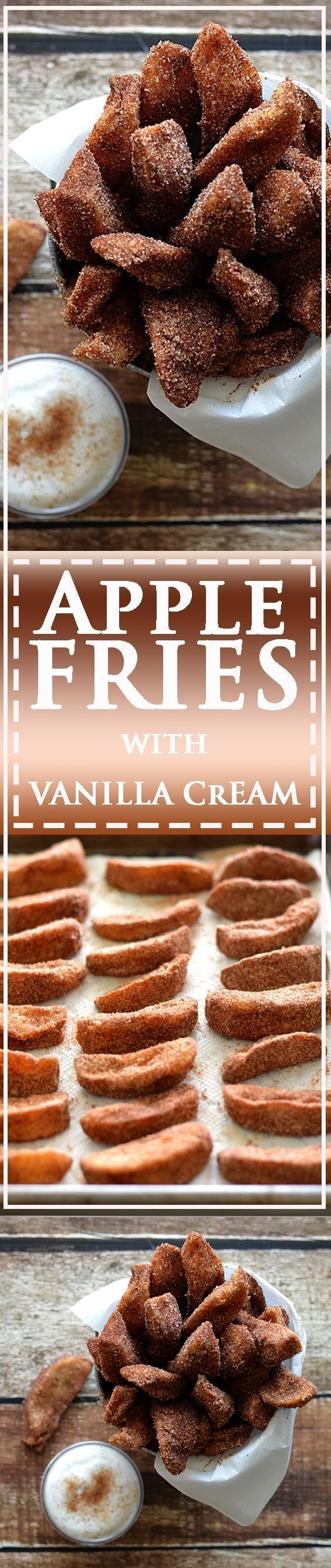 Apple Fries with Vanilla Whipped Cream (Vegan