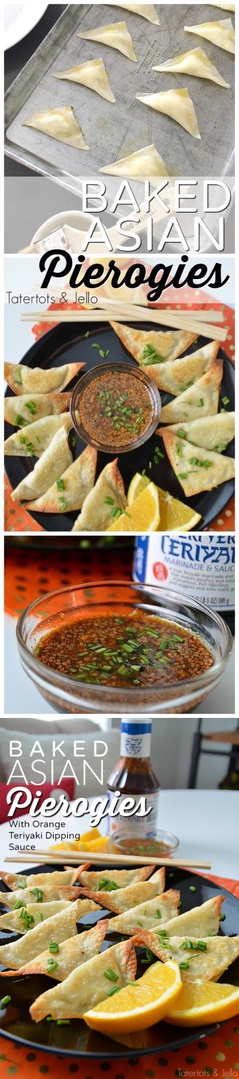 Baked Asian Pierogies with Orange Teriyaki Dipping Sauce