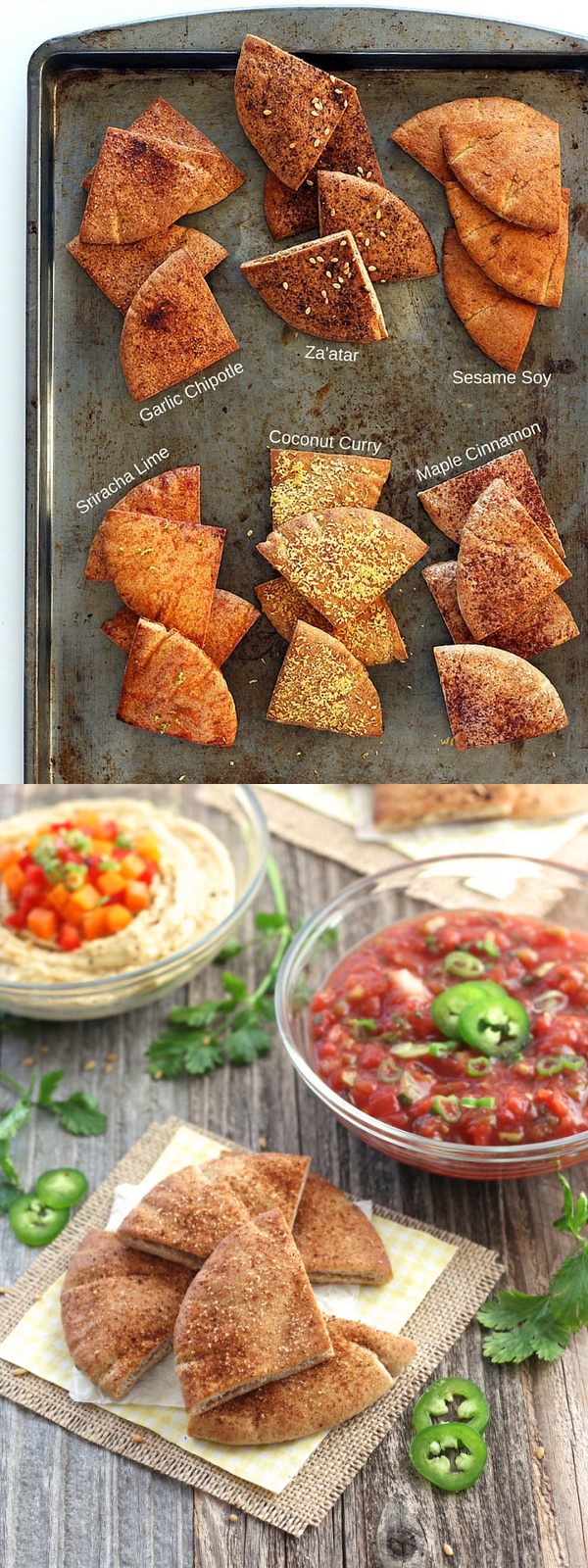 Baked Pita Chips (In 6 Awesome Healthy Flavors