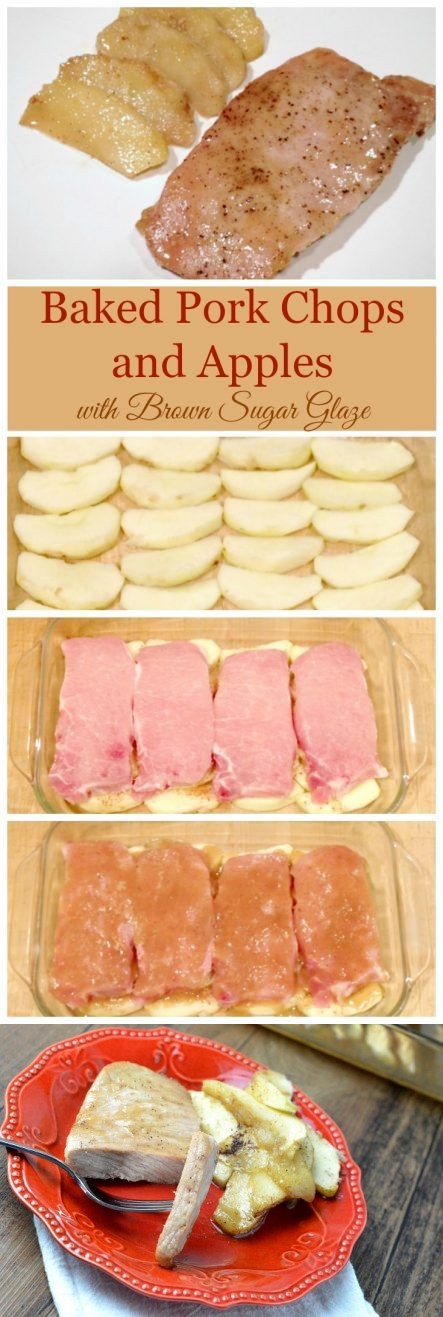 Baked Pork Chops and Apples with Brown Sugar Glaze