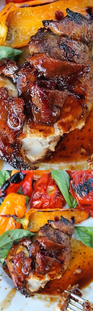 Balsamic Grilled Chicken with Spicy Honey Bacon Glaze