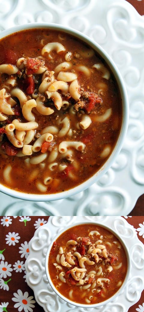 Beef & Tomato Macaroni Soup