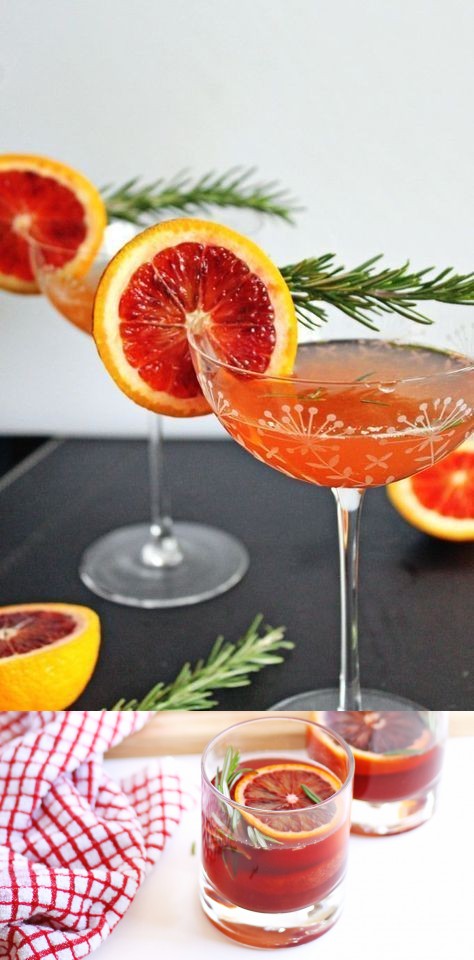 Blood orange rosemary gin cocktail