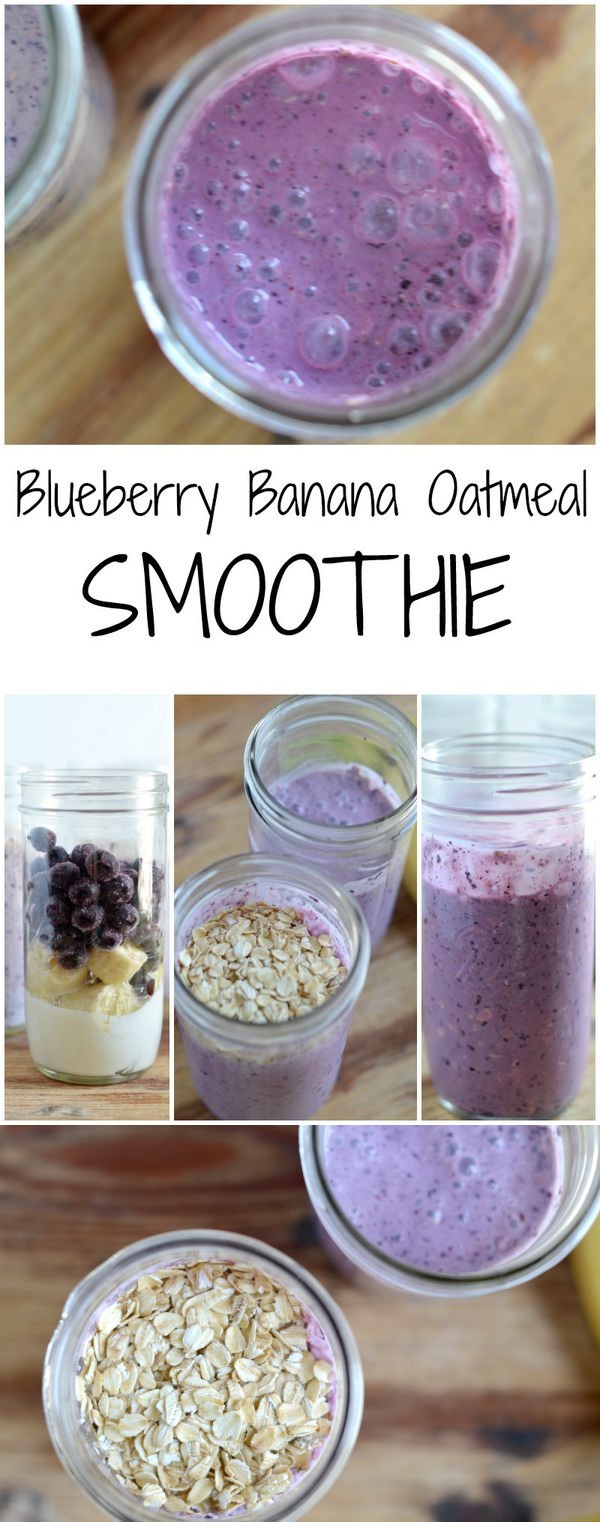 Blueberry Banana Oatmeal Smoothie (In a Mason Jar