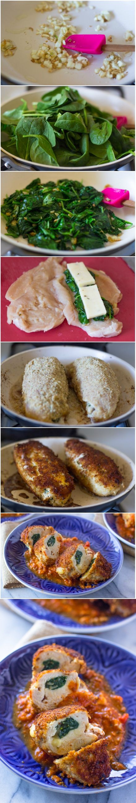 Breaded Chicken Breasts Stuffed with Spinach and Cheese