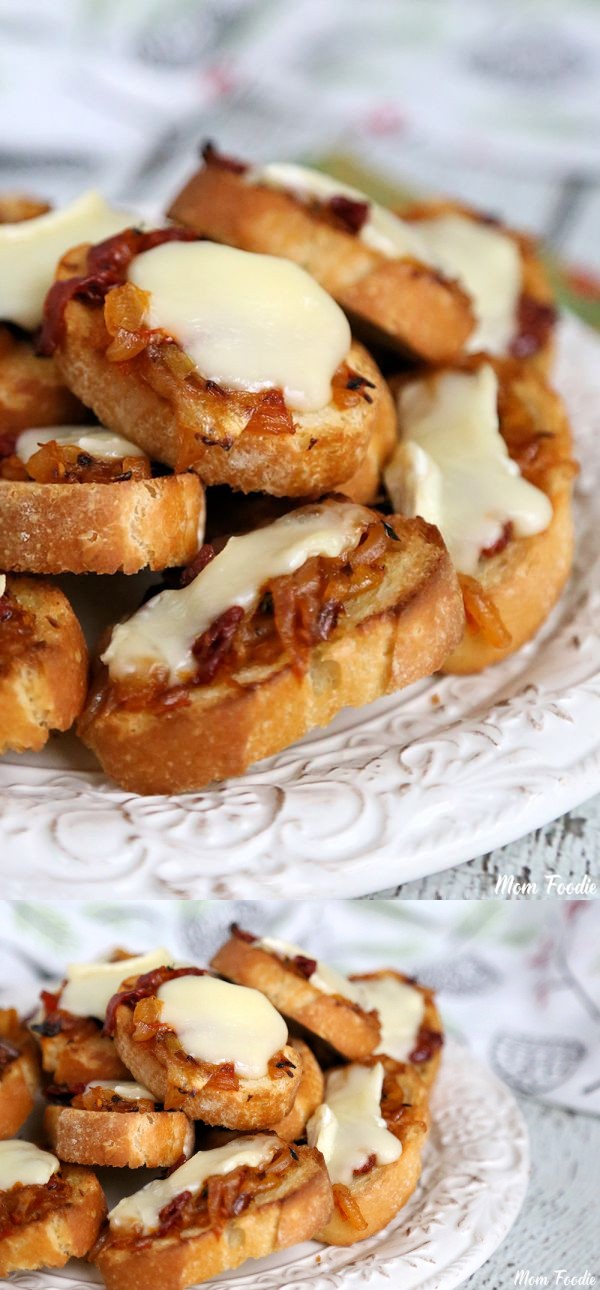 Caramelized Onion-Tomato Jam Crostini with Brie : Appetizer