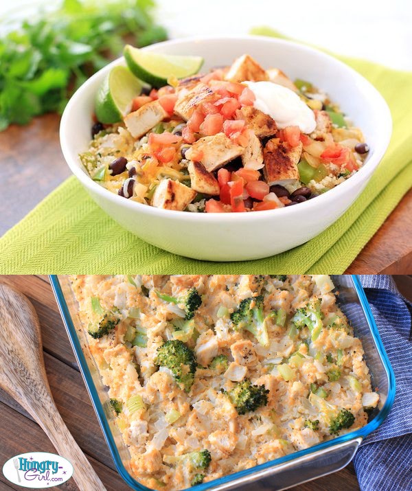 Cheesy Chicken Broccoli & Cauliflower Rice Casserole