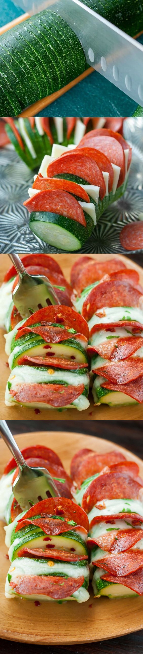 Cheesy Hasselback Zucchini Pizzas