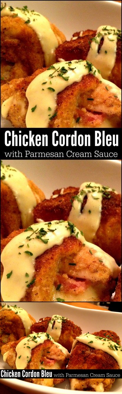 Chicken Cordon Bleu with Parmesan Cream Sauce