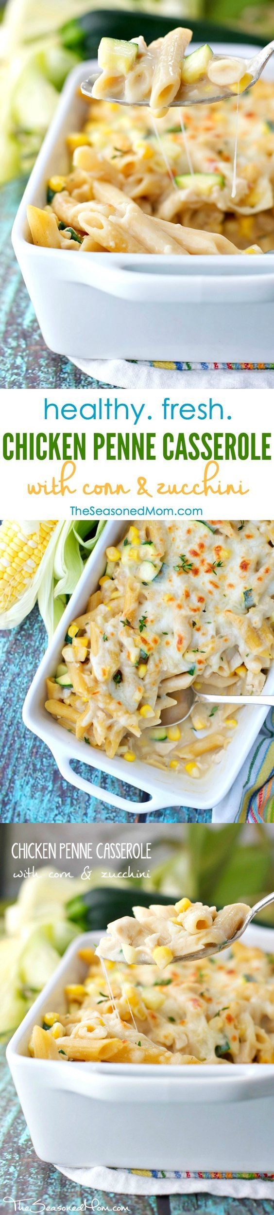 Chicken Penne Casserole with Corn and Zucchini