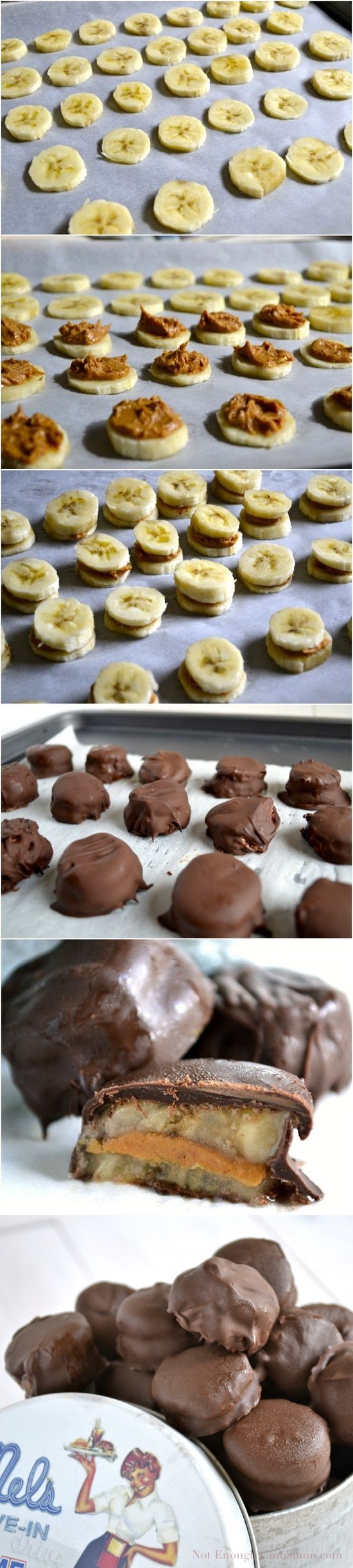 Chocolate Covered Frozen Banana and Peanut Butter Bites