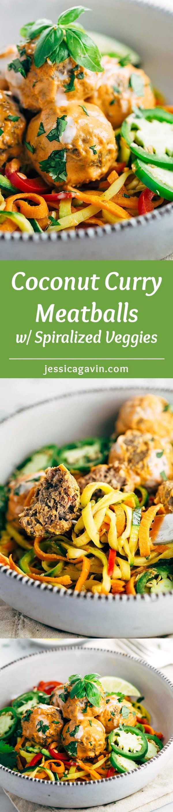 Coconut Curry Meatballs with Vegetable Noodles