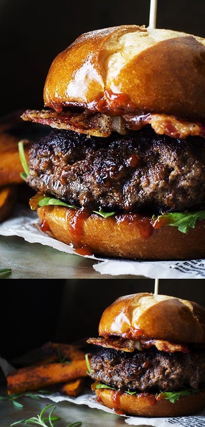 Coffee Rubbed Burgers with Dr. Pepper BBQ Sauce