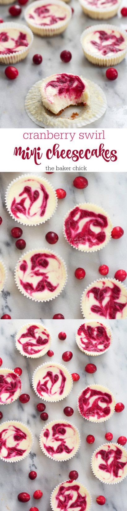 Cranberry Swirl Mini Cheesecakes