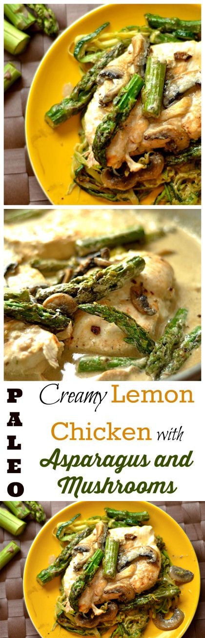 Creamy Lemon Chicken with Asparagus and Mushrooms